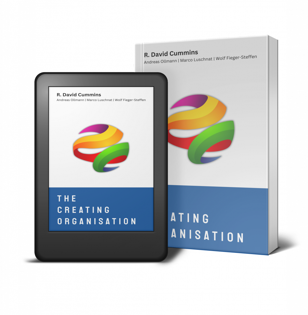 Mockup Buch und eBook von "The Creating Organisation"
